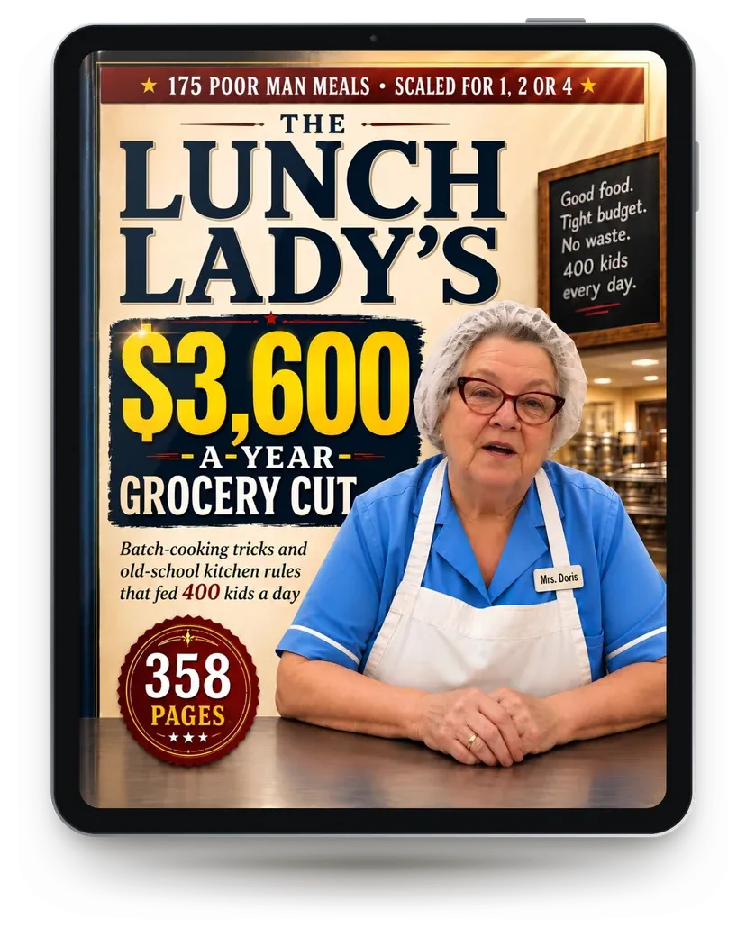 The Digital Edition: the ebook cover of The Lunch Lady's $3,600-a-Year Grocery Cut on a tablet screen